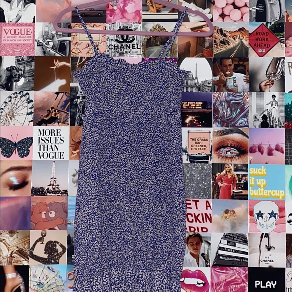 Blue and white summer dress with removable straps!